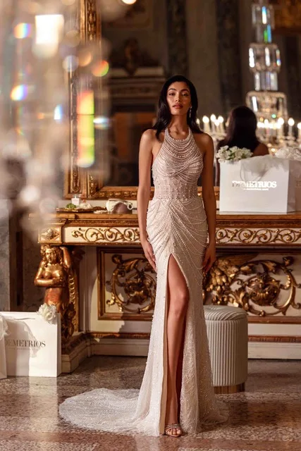 Булчинска рокля Style DP523 — Русалка — колекция Demetrios Platinum — тюл с мъниста, перлени мъниста | Арети София